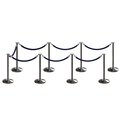 Montour Line Stanchion Post and Rope Kit Sat.Steel, 8 Flat Top 7 Dark Blue Rope C-Kit-8-SS-FL-7-PVR-DB-PS